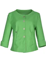 Zelené sako s knoflíky, tříčtvrteční rukáv