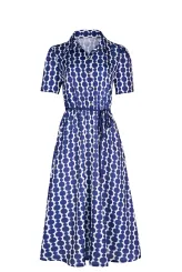 Košilové šaty, bílá s modrým puntíkem