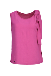 růžový top s uzlem na rameni