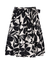 Sukně s kapsami, vázáním, černobílá, květinový vzor