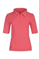 Tričko s límečkem a zipem, korálová